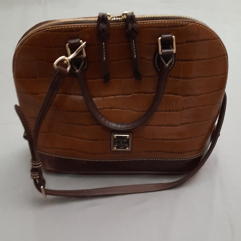 Dooney Bourke Tan Croc-Embossed Satchel - Picture 7 of 16